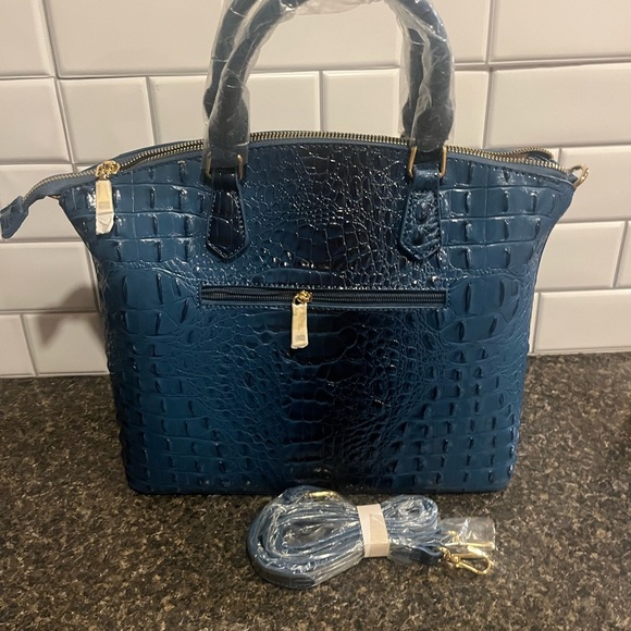 Blue Crocodile Embossed Handbag - Picture 2 of 3